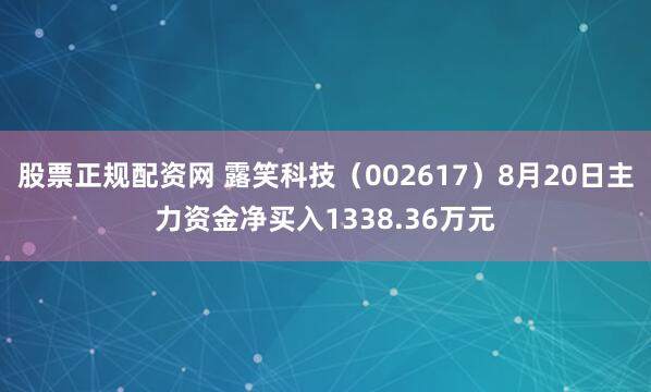 股票正规配资网 露笑科技（002617）8月20日主力资金净买入1338.36万元
